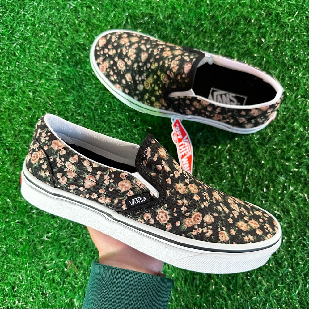 Vans Black Floral Slip-On Sneakers